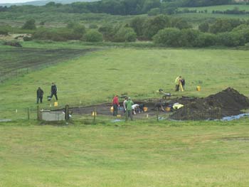 The excavation taken from the field to the south. It is possible that the smelting furnaces are located in this field.