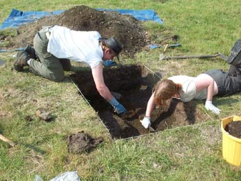 Excavating one of the Test Trenches in the neighbouring field